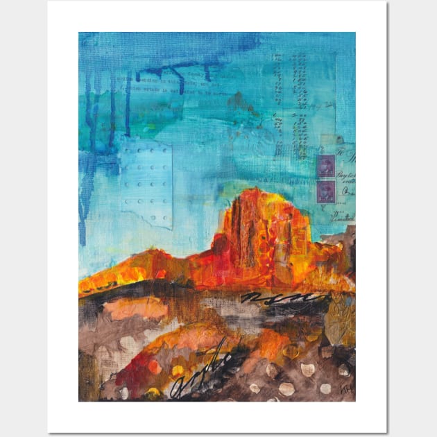 Red rock desert mixed media painting Wall Art by kittyvdheuvel